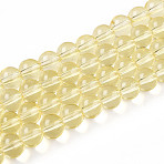 Baking Paint Transparent Glass Beads Strands, Round, Pale Goldenrod, 8~8.5mm, Hole: 1.4mm, about 102~104pcs/strand, 29.92~30.31 inch(76~77cm)(DGLA-N006-8mm-03)