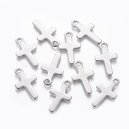 201 Stainless Steel Pendants, Cross, Stainless Steel Color, 20.5x12x1mm, Hole: 2mm(STAS-L233-075P)