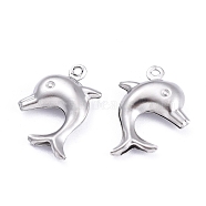 Dolphin 304 Stainless Steel Pendants, Stainless Steel Color, 21x16x4mm, Hole: 1mm(X-STAS-I045-29)