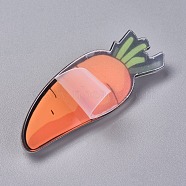 Acrylic Badges Brooch Pins, Cute Lapel Pin, for Clothing Bags Jackets Accessory DIY Crafts, Carrot, Orange, 57x20x8.5mm, Pin: 0.8mm(JEWB-E676-03)