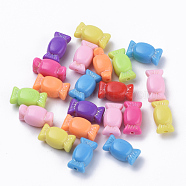 Plated Acrylic Beads, Opaque Beads Metal Enlaced, Candy, Mixed Color, 15.5x9x8mm, Hole: 2mm, about 750pcs/500g(SACR-S643A-M)