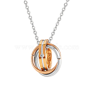 Women's 3 Circles Interlocking Pendant Necklace, Infinity Love Matching Necklace for Couples, Two Tone 316L Surgical Stainless Steel Necklace for Valentine's Day, Platinum & Rose Gold, 18.90 inch(48cm)(JN1012A)