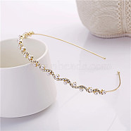 Iron with Rhinestone Hair Bands, Imitation Pearl for Girl, Golden, Inner Diameter: 114mm(PW-WG32994-02)