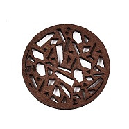 Poplar Wood Pendants, Dyed, Round, Saddle Brown, 44.5x2mm, Hole: 1.5mm(WOOD-N016-41)