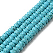 Synthetic Turquoise Beads Strand, Dyed, Rondelle, Turquoise, 10x6mm, Hole: 1mm, about 45pcs/strand, 15.75 inch, 14strands/1000g(TURQ-G109-10x6mm-06)