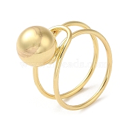 Brass Adjustable Rings, Big Ball Ring for Women, Real 18K Gold Plated, US Size 7 1/2(17.7mm), 7.5~9mm(RJEW-Q778-05G)