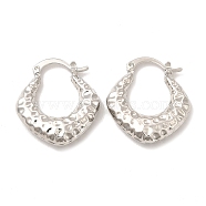 Rack Plating Brass Rhombus Hoop Earrings for Women, Lead Free & Cadmium Free, Platinum, 27.5x25x6.5mm, Pin: 1mm(EJEW-G342-03P)