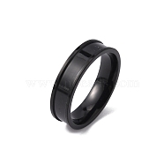 201 Stainless Steel Grooved Finger Ring Settings, Ring Core Blank, for Inlay Ring Jewelry Making, Electrophoresis Black, Inner Diameter: 20mm(STAS-WH0027-27E-EB)