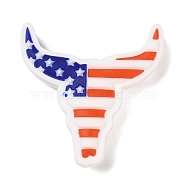 Independence Day Silicone Focal Beads, Silicone Teething Beads, Cattle, 30.5x30x8mm, Hole: 4mm(SIL-R147-01C)