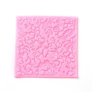 Food Grade Silicone Molds, Fondant Molds, For DIY Cake Decoration, Chocolate, Candy, UV Resin & Epoxy Resin Jewelry Making, Floral, Pink, 100x5mm(DIY-E011-29)