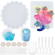 Epoxy Resin Crafts, with Silicone Molds, Disposable Plastic Transfer Pipettes & Latex Finger Cots, Measuring Cup Plastic Tools and Disposable Flatware Spoons, White, 146x14mm, 20pcs/set(DIY-OC0003-60)