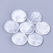 Acrylic Beads, Imitation Gemstone Style, Flat Round, Clear & White, 32x6mm, Hole: 1.6mm, about 140pcs/500g(OACR-T008-01C)