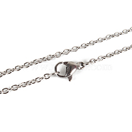 Klassische einfache 304 Edelstahl Herren Damen Kabelkette Halskette Herstellung, mit Karabiner verschlüsse, Edelstahl Farbe, 17.7 Zoll (45 cm), Klammern: 7x10 mm(STAS-P045-01P)