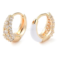 Brass Micro Pave Clear Cubic Zirconia Hoop Earrings for Women, White, Real 18K Gold Plated, 13.5x15x5.5mm(EJEW-S234-07G-02)