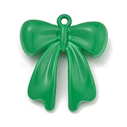 Alloy Pendant, Spray Painted,  Bowknot Charms, Sea Green, 25x22x6.5mm, Hole: 1.4mm(FIND-M037-02G)