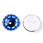 Glass Cabochons, Half Round with Eye, Kaleidoscope, Blue, 20x6.5mm(GGLA-T004-06D)
