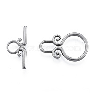 304 Stainless Steel Toggle Clasps, Ring, Stainless Steel Color, Bar: 22x9.5x1.5mm, Hole: 1.5mm, Ring: 23x14.5x1.5mm, Hole: 3.5x6.5mm(STAS-N092-182)