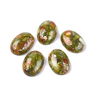 Assembled Synthetic Imperial Jasper and Peridot Cabochons, Dyed, Oval, 25~25.5x18~18.5x7.2mm(X-G-L502-18x25mm-07)