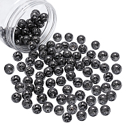 Electroplated Natural Lava Rock Beads, Round, Bumpy, Gunmetal Plated, 10~11mm, Hole: 1mm, 76pcs/box(G-NB0001-91C)