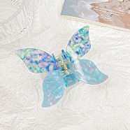 Butterfly Cellulose Acetate Large Claw Hair Clips, for Women Girl Thick Hair, Sky Blue, 75x100mm(PW-WG30705-05)