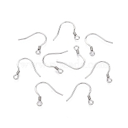 Anti-Tarnish Rhodium Plated 925 Sterling Silver Earring Hooks, Ear Wire, Platinum, 14.5mm, Hole: 1.6mm, Pin: 0.6mm(STER-N016-32P)