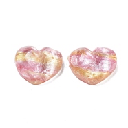 Translucent Resin Decoden Cabochons, Water Ripple Peach Heart with Glitter Powder, Pink, 17.5x21x8.5mm(CRES-M001-05A-03)