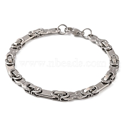Tarnish Resistant 201 Stainless Steel Byzantine Chain Bracelets, with 304 Stainless Steel Clasps, Stainless Steel Color, 8-7/8 inch(22.6cm)(BJEW-B078-88P)