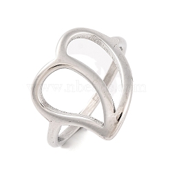 Non-Tarnish Hollow Heart 304 Stainless Steel Finger Rings for Women, Stainless Steel Color, 15mm, US Size 7(17.3mm)(RJEW-S414-02B-P)