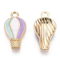 Alloy Enamel Pendants, Hot Air Balloon, Light Gold, Colorful, 18x10x2.5mm, Hole: 1.8mm(X-ENAM-S119-049B)