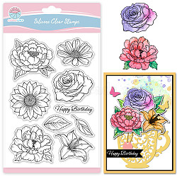 Custom PVC Plastic Clear Stamps, for DIY Scrapbooking, Photo Album Decorative, Cards Making, Flower, 160x110x3mm(DIY-WH0448-0795)
