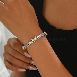 Brass Micro Pave Clear Cubic Zirconia Link Bracelets for Women, Butterfly, Inner Diameter: 7-7/8 inch(20cm)(MW2508-1)