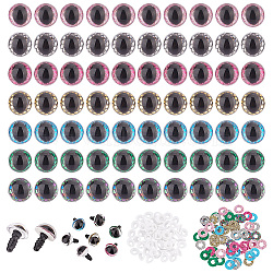 GOMAKERER 70Sets 7 Colors Plastic Safety Craft Eye, with Spacer, Doll Making Supplies, Mixed Color, 12x5mm, spacer: 12x9x3.5mm, 10sets/color(DIY-GO0002-08B)