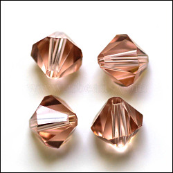 Imitation Austrian Crystal Beads, Grade AAA, K9 Glass, Faceted, Bicone, PeachPuff, 4x4mm, Hole: 0.7~0.9mm(SWAR-F022-4x4mm-362)