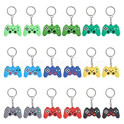 18Pcs 9 Colors PVC Game Controller Keychain, with Platinum Iron Ring Findings, Mixed Color, 8.05cm, 2pcs/color(KEYC-SZ0001-10)