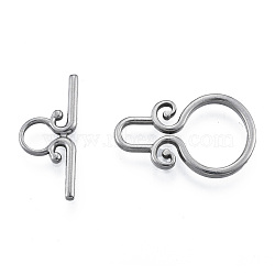 Non-Tarnish 304 Stainless Steel Toggle Clasps, Ring, Stainless Steel Color, Bar: 22x9.5x1.5mm, Hole: 1.5mm, Ring: 23x14.5x1.5mm, Hole: 3.5x6.5mm(STAS-N092-182)