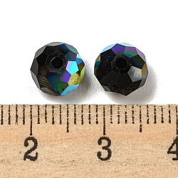 Electroplate Glass Beads, Rondelle, Black, 8x6mm, Hole: 1.6mm, 100pcs/bag(EGLA-Z004-01B-15)