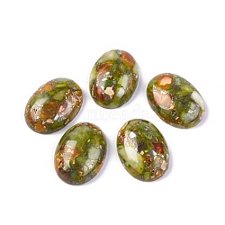 Assembled Synthetic Imperial Jasper and Peridot Cabochons, Dyed, Oval, 25~25.5x18~18.5x7.2mm(X-G-L502-18x25mm-07)