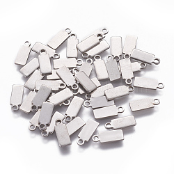 201 Stainless Steel Charms, Stamping Blank Tag, Rectangle, Stainless Steel Color, 10x4x1mm, Hole: 1.2mm(STAS-L234-076P)