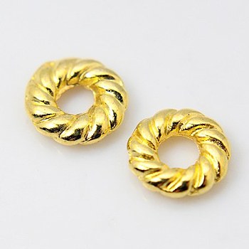 Tibetan Style Alloy Spacer Beads, Golden, Lead Free & Cadmium Free, 8x2mm, Hole: 3mm