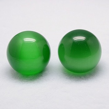 Cat Eye Sphere Ball Display Decoration, with Wood Base, Home Decoration, Green, 38~40mm, Display Bases For Gemstone: 30x12mm