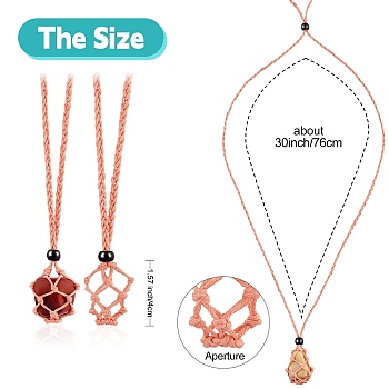 Braided Waxed Cotton Thread Cords Macrame Pouch Necklace Making, Adjustable Glass Beads Interchangeable Stone Necklace, Light Salmon, 30 inch(76cm), 2pcs/set