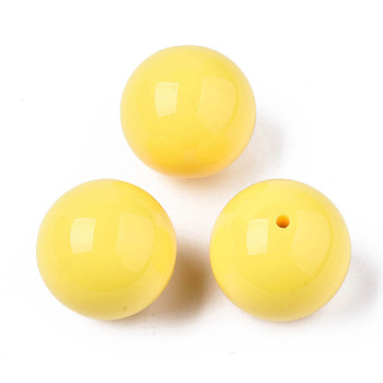 Opaque Acrylic Beads, Round, Yellow, 29.5mm, Hole: 3mm, about 31pcs/500g