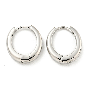 Rack Plating Brass Hoop Earrings, Cadmium Free & Lead Free, Long-Lasting Plated, Ring, Platinum, 3x17mm