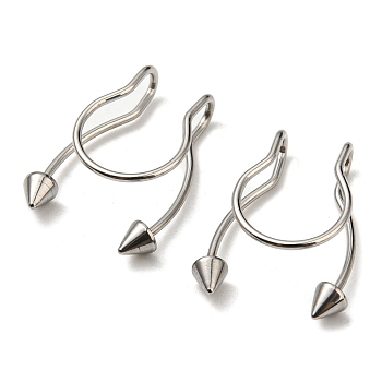 304 Stainless Steel Body Jewelry, Nose Studs, Clip on Nose Rings, Arrow, Stainless Steel Color, 17.5x12.5mm