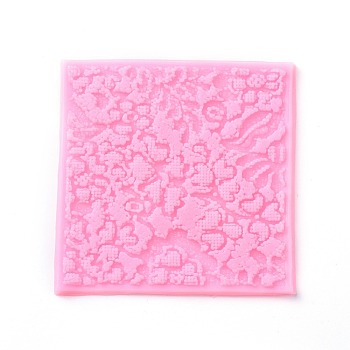 Food Grade Silicone Molds, Fondant Molds, For DIY Cake Decoration, Chocolate, Candy, UV Resin & Epoxy Resin Jewelry Making, Floral, Pink, 100x5mm