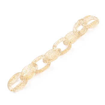 Handmade Transparent Acrylic Cable Chains, with Glitter Powder, Oval, Wheat, 27x18x10mm, about 39.37 inch(1m)/strand
