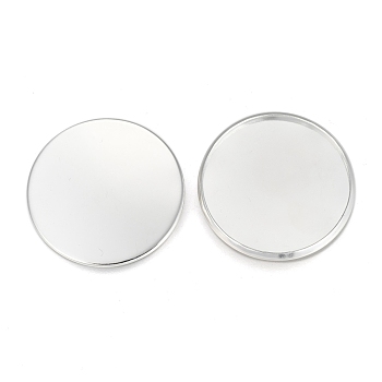 304 Stainless Steel Plain Edge Bezel Cups, Cabochon Settings, Flat Round, Silver, Tray: 25mm, 26.5x2mm