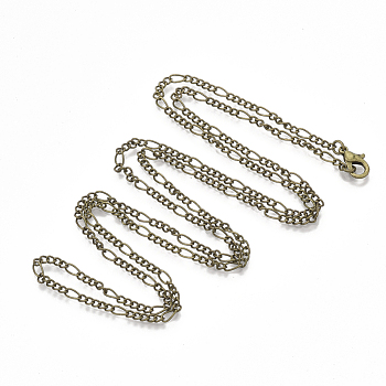 Brass Coated Iron Figaro Chain Necklace Making, with Lobster Claw Clasps, Antique Bronze, 32 inch(81.5cm)