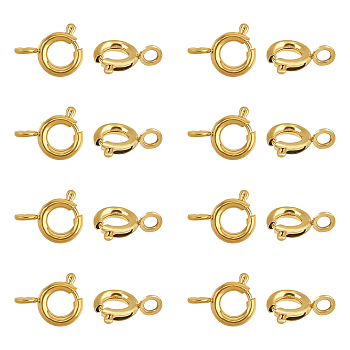 Vacuum Plating 304 Stainless Steel Spring Ring Clasps, Golden, 9x6x1.8mm, Hole: 2mm, 20pcs/box