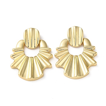 Rack Plating Brass Pendants, Fan Charm, Real 16K Gold Plated, 33.5mm, Hole: 4.5x2.5mm